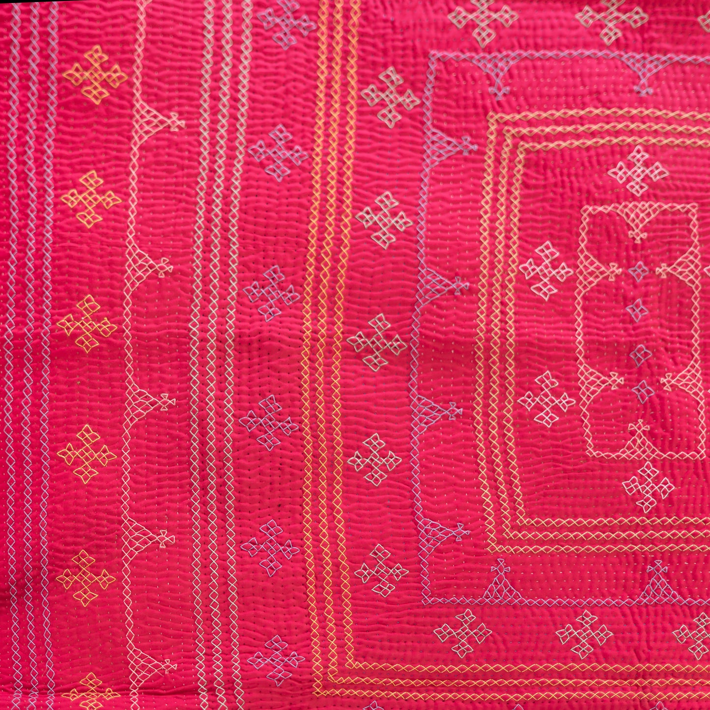 Ruby Blossom J Ralli Quilt Handmade • Heritage Craft from Sindh