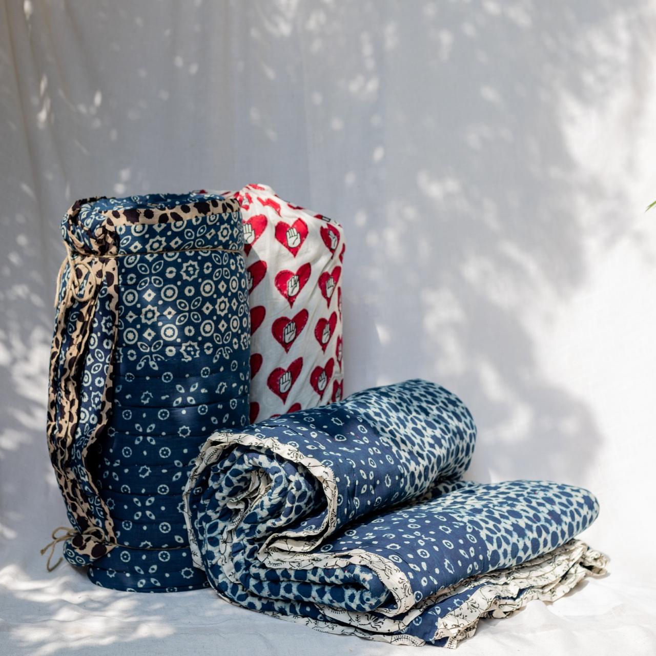 Neel Bagheecha Ajrak Cotton Dulai Quilt