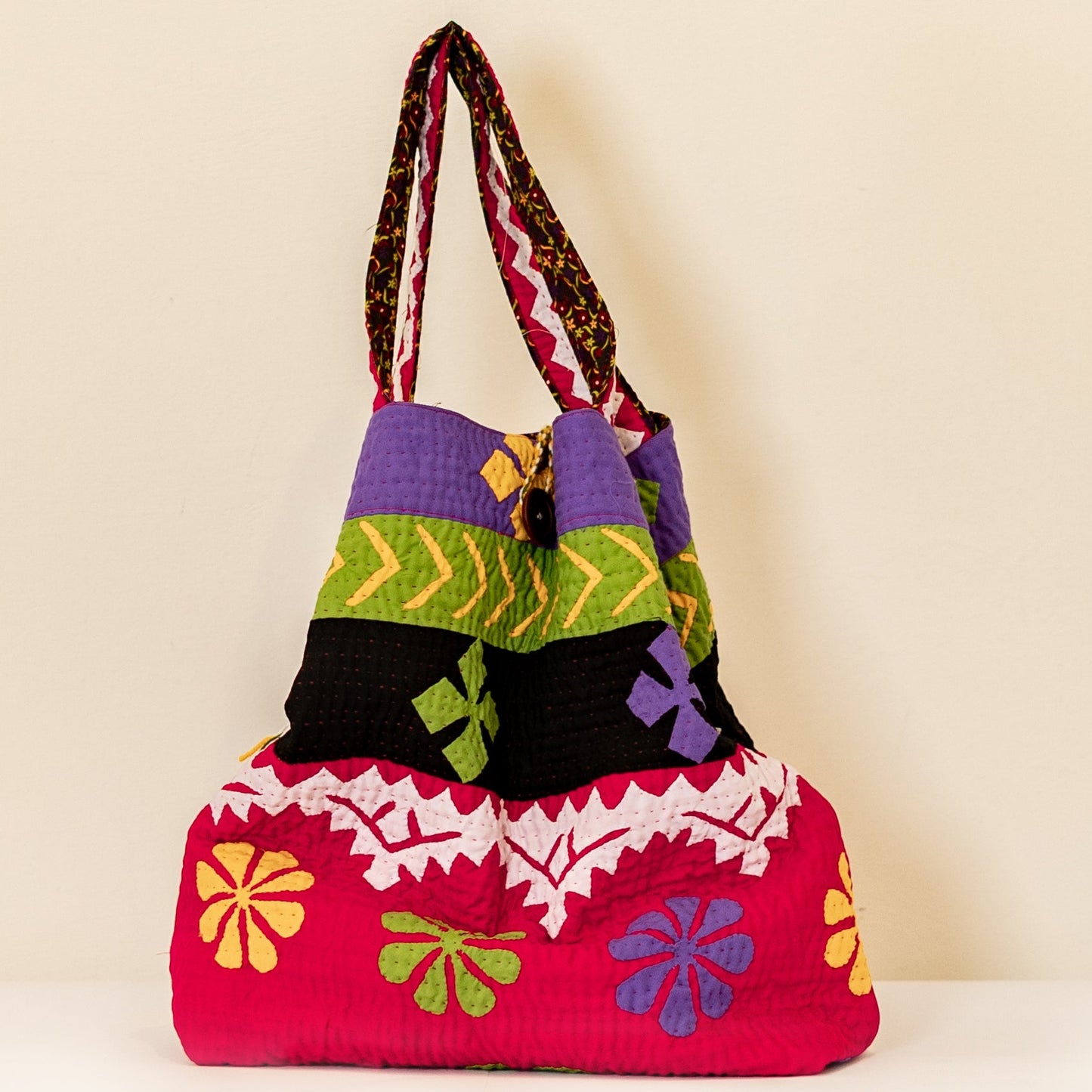 Handcrafted Pink Ralli Cotton Bag for Work, College & Everyday Use