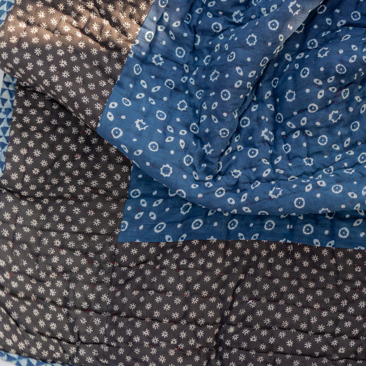 Indigo Block-Printed Double-Sided Dulai