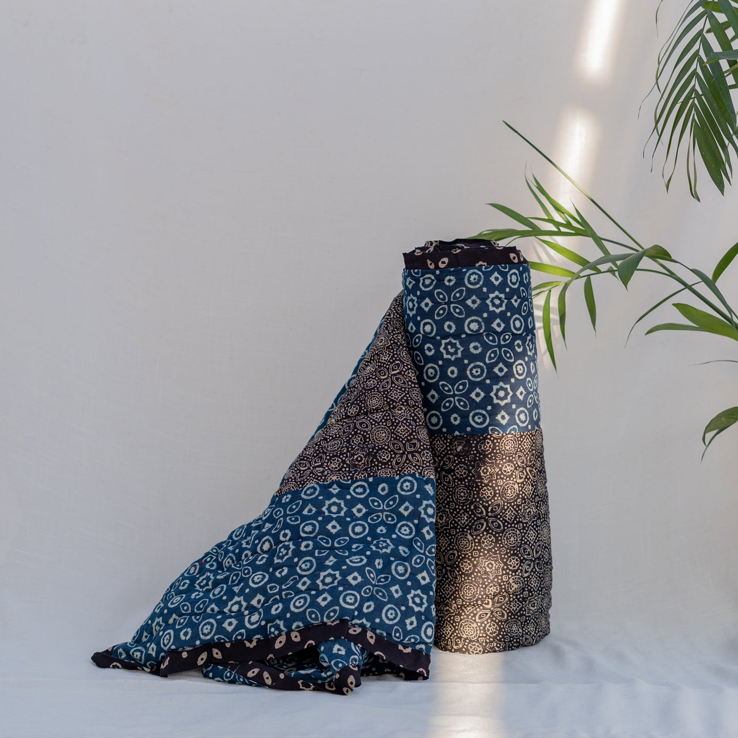 Brown / Indigo Ajrak Cotton Dulai Single Quilt