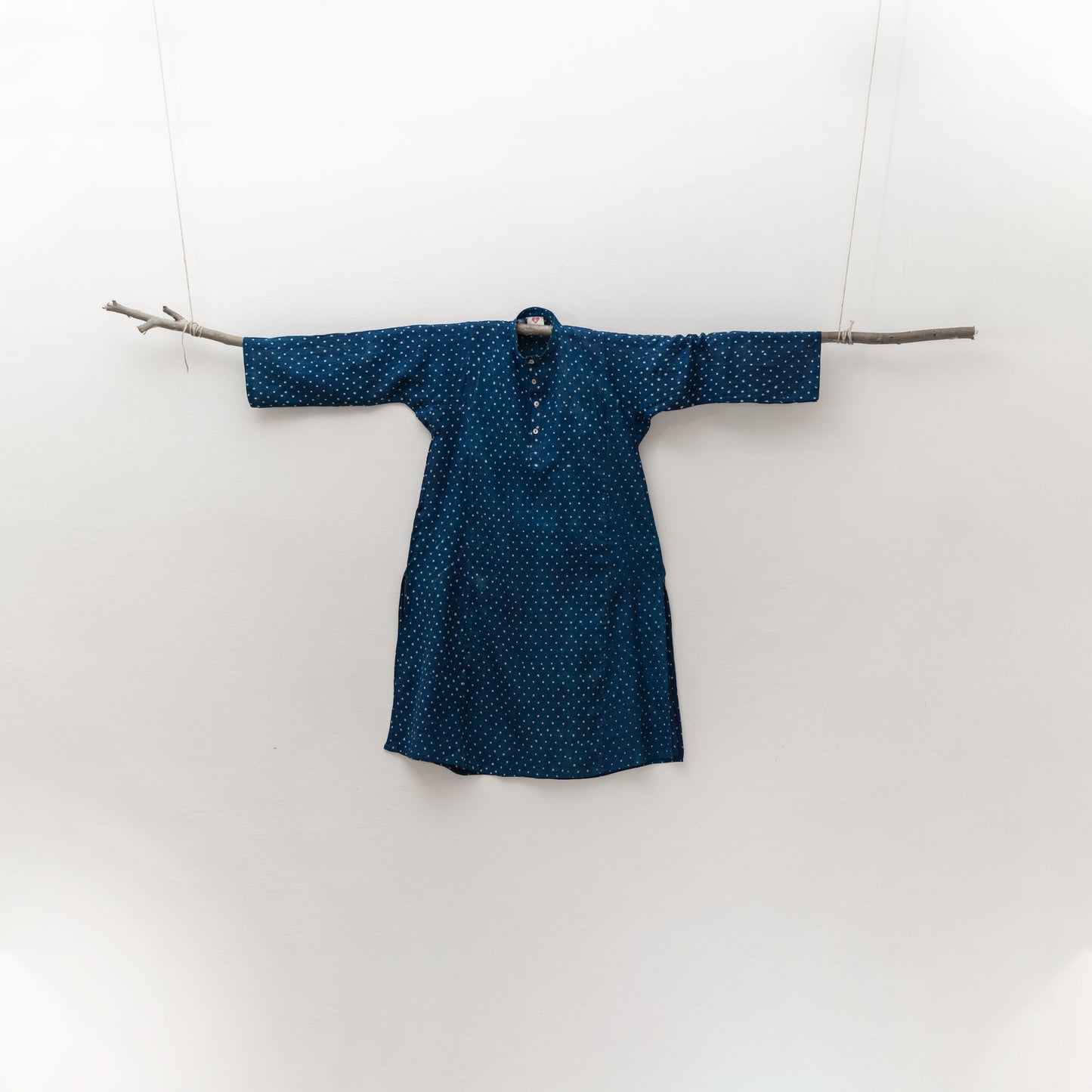 Indigo Polka Dot Ajrak Block Print Kurta Tunic
