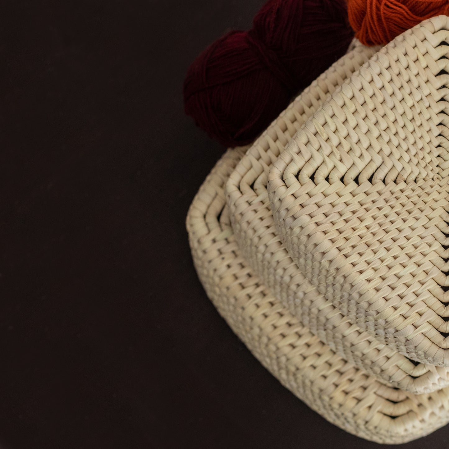 Set Of 3 Stacking Square Baskets– Handwoven Date Palm Baskets – Sustainable Craft from Pakistan