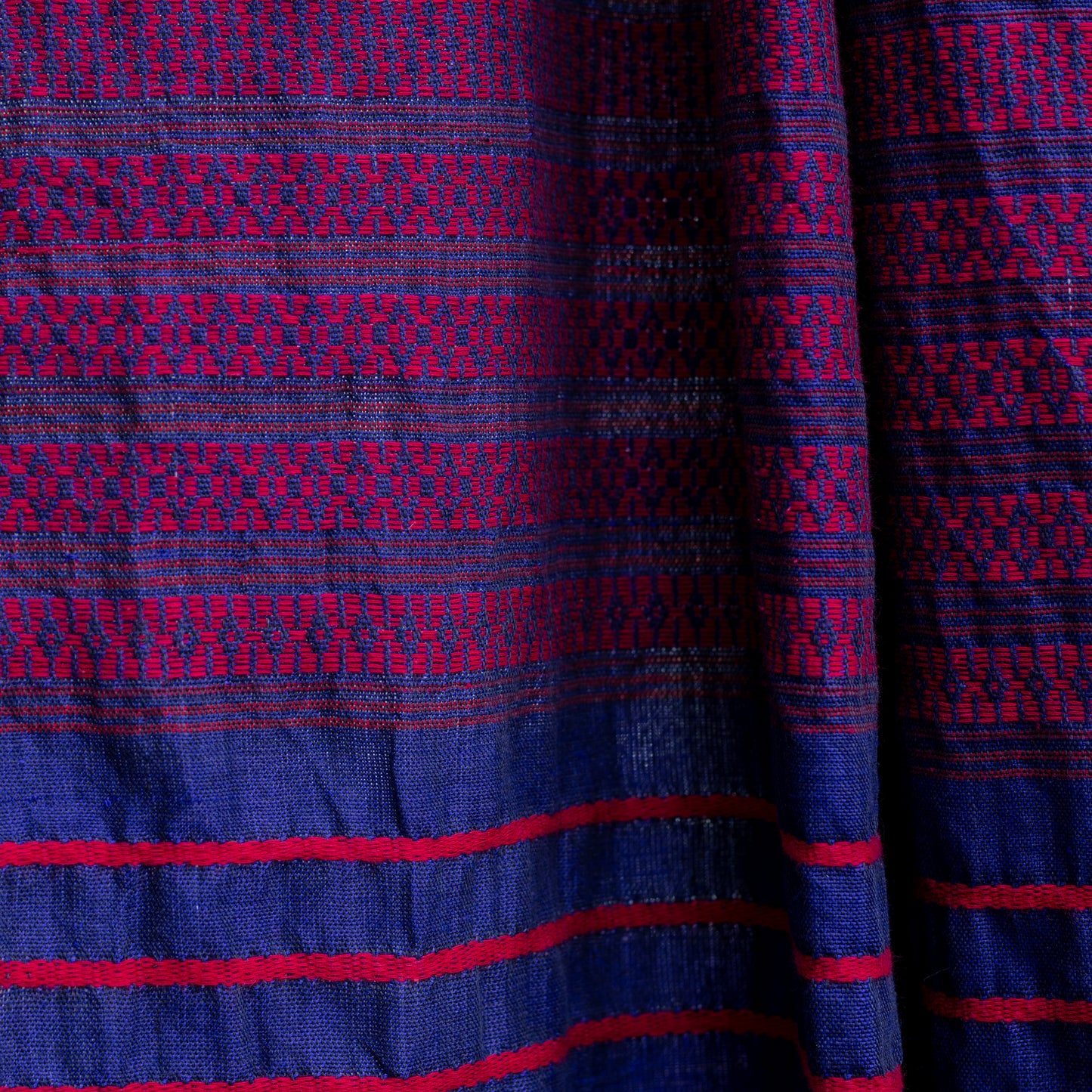 Indigo & Crimson Pit Loom Scarf