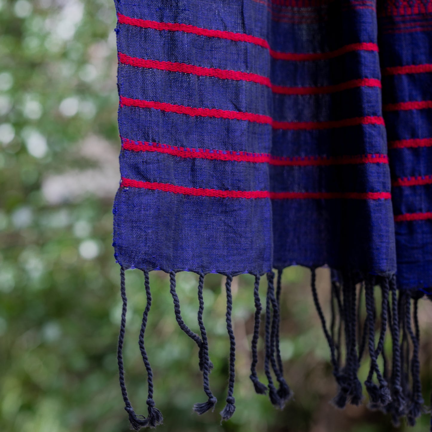 Indigo & Crimson Pit Loom Scarf