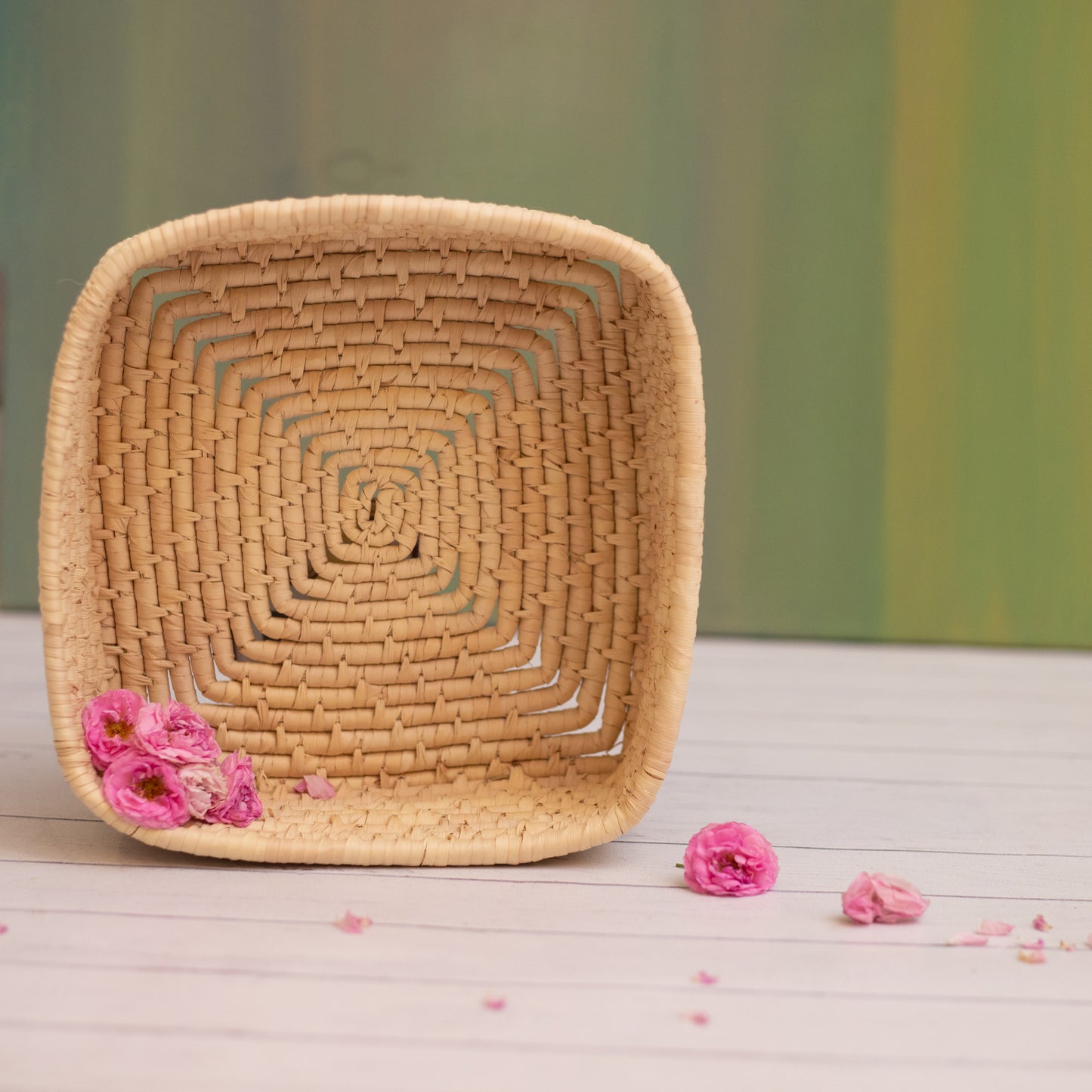 Set Of 3 Stacking Square Baskets– Handwoven Date Palm Baskets – Sustainable Craft from Pakistan