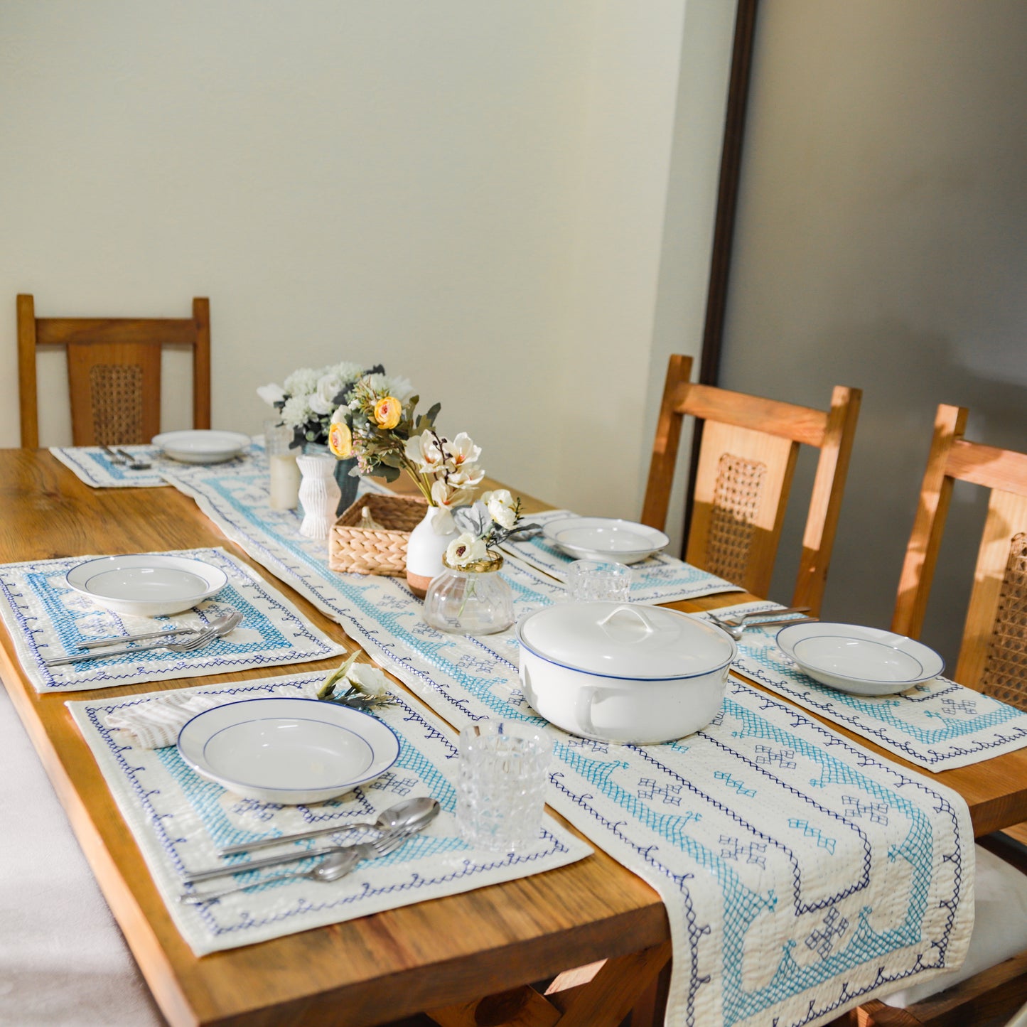 Cream Hand-Embroidered Table Mats