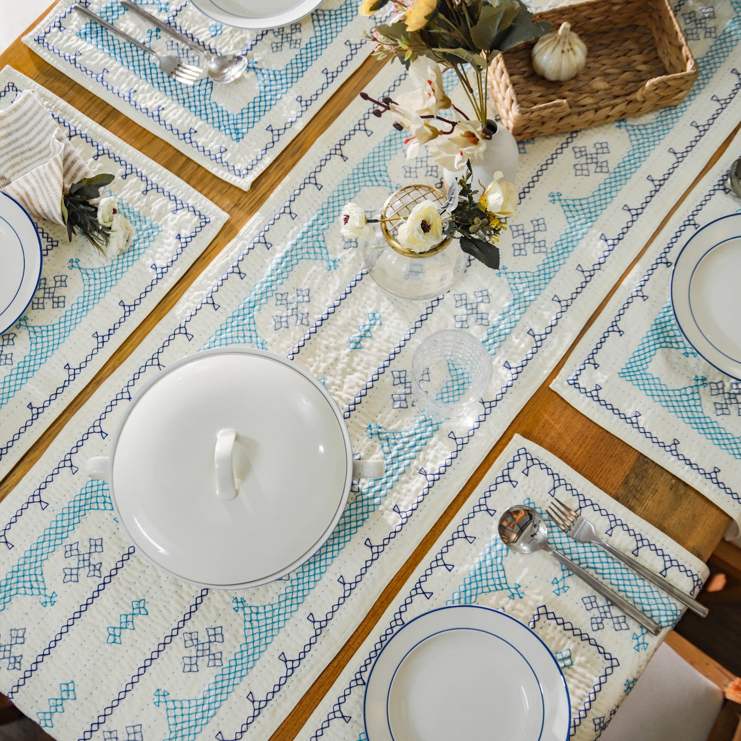 Cream Hand-Embroidered Table Mats