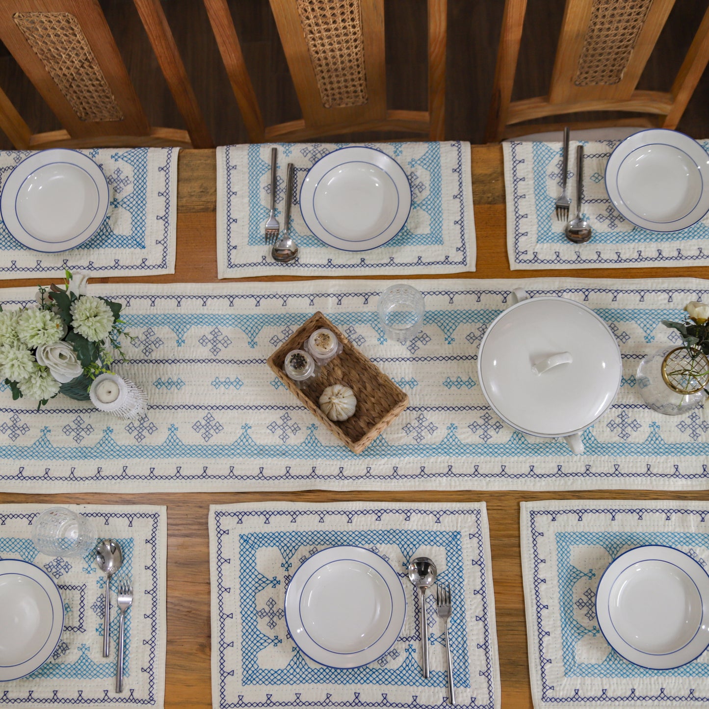 Cream Hand-Embroidered Table Mats