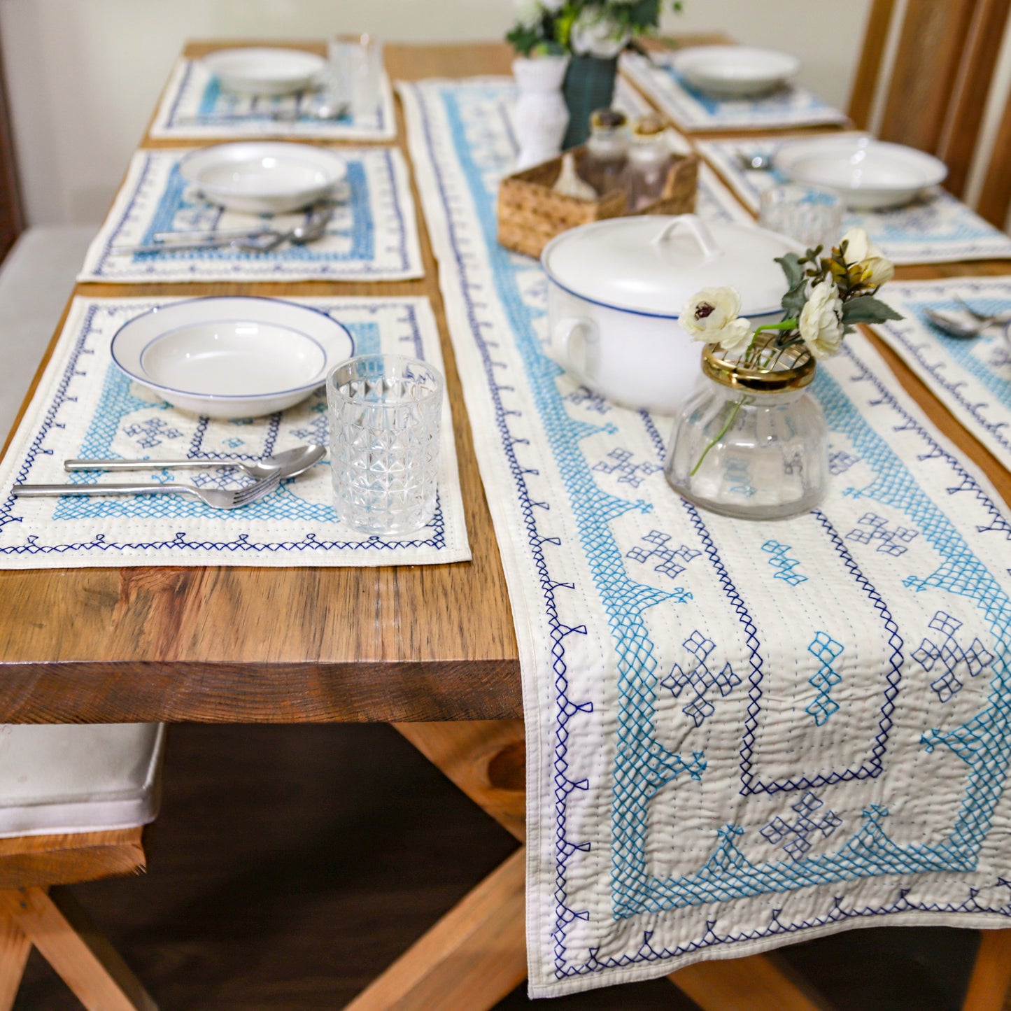 Cream Hand-Embroidered Table Mats