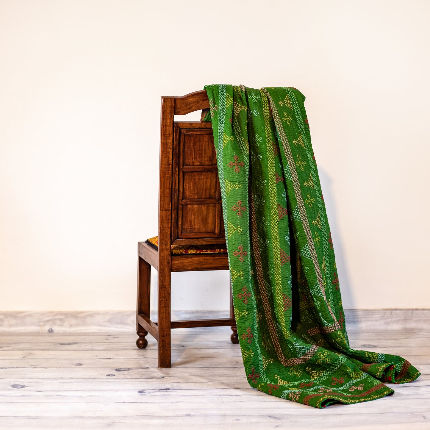 Green Yogi Rilli Twin – Handmade - Pure Cotton - Heritage Craft from Sindh