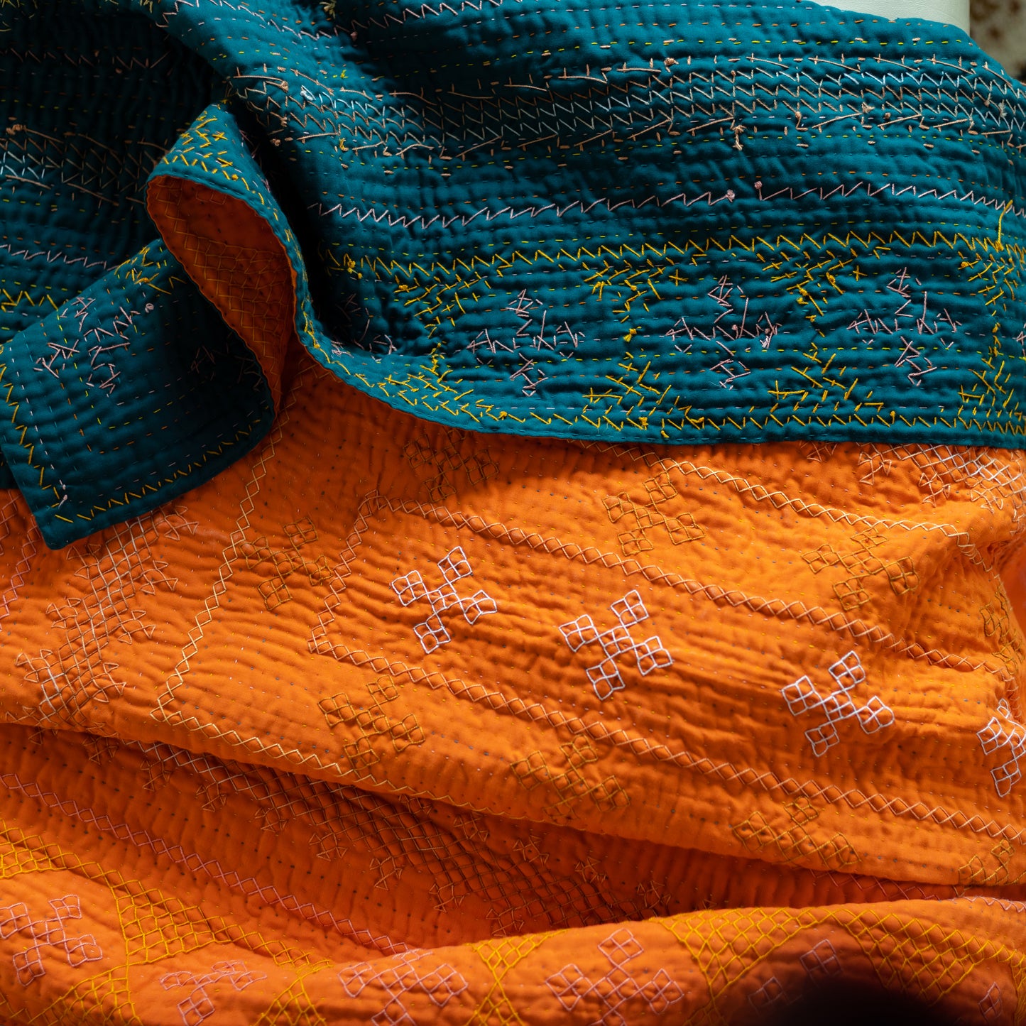 Orange & Teal Sage Throw Rilli