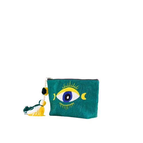 Green Evil Eye Zip Bag