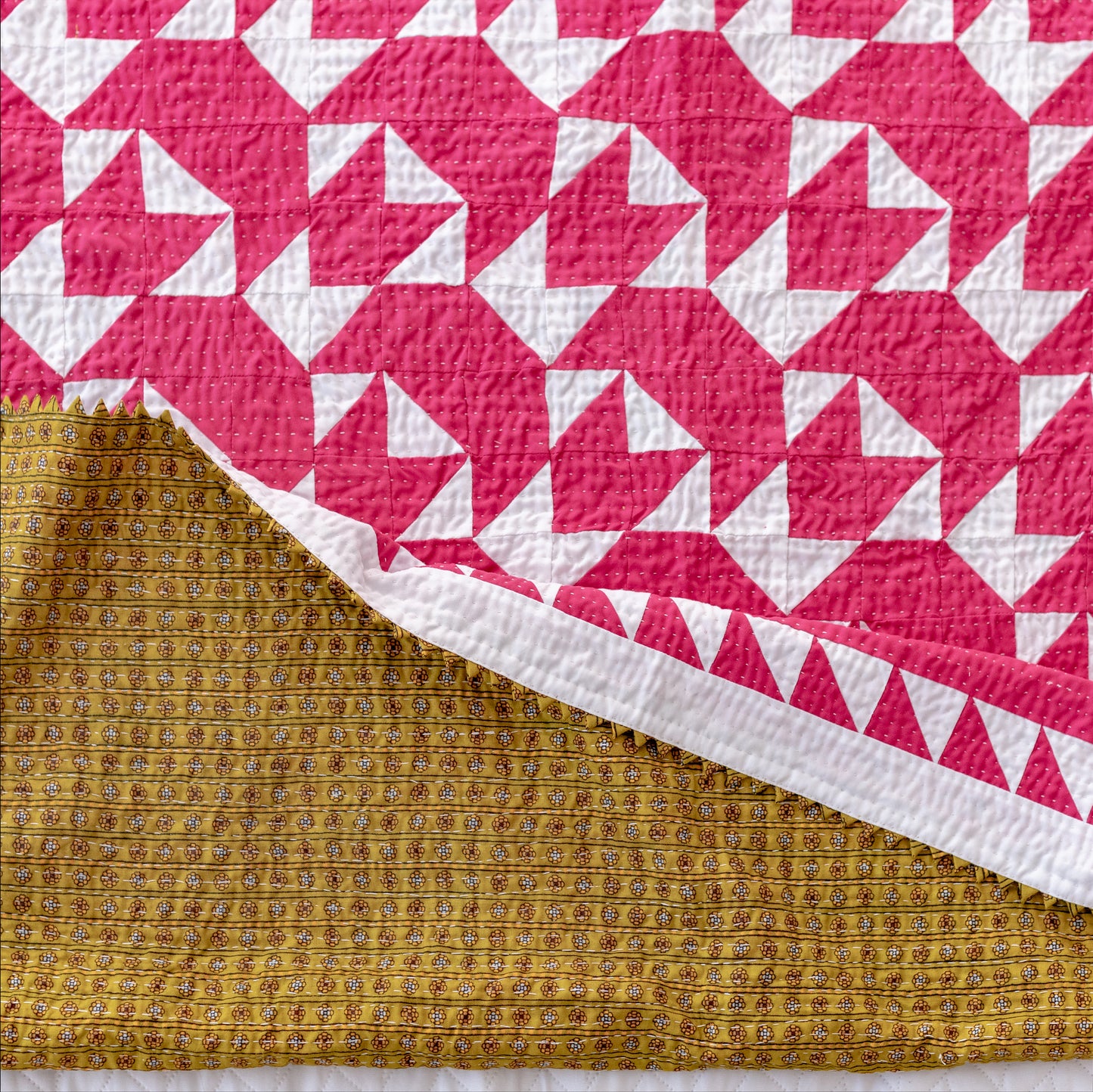 Sail Boat Rilli – Baby Pink & White | Throw Size