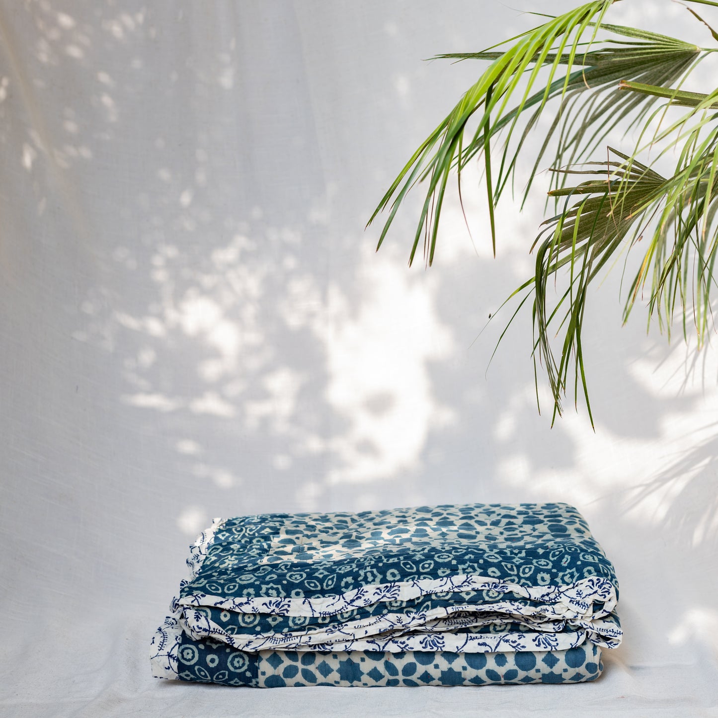 Indigo Geometric Block Print Dulai