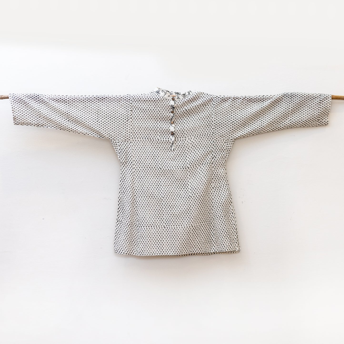 White Kurta with Black Tiny Motifs