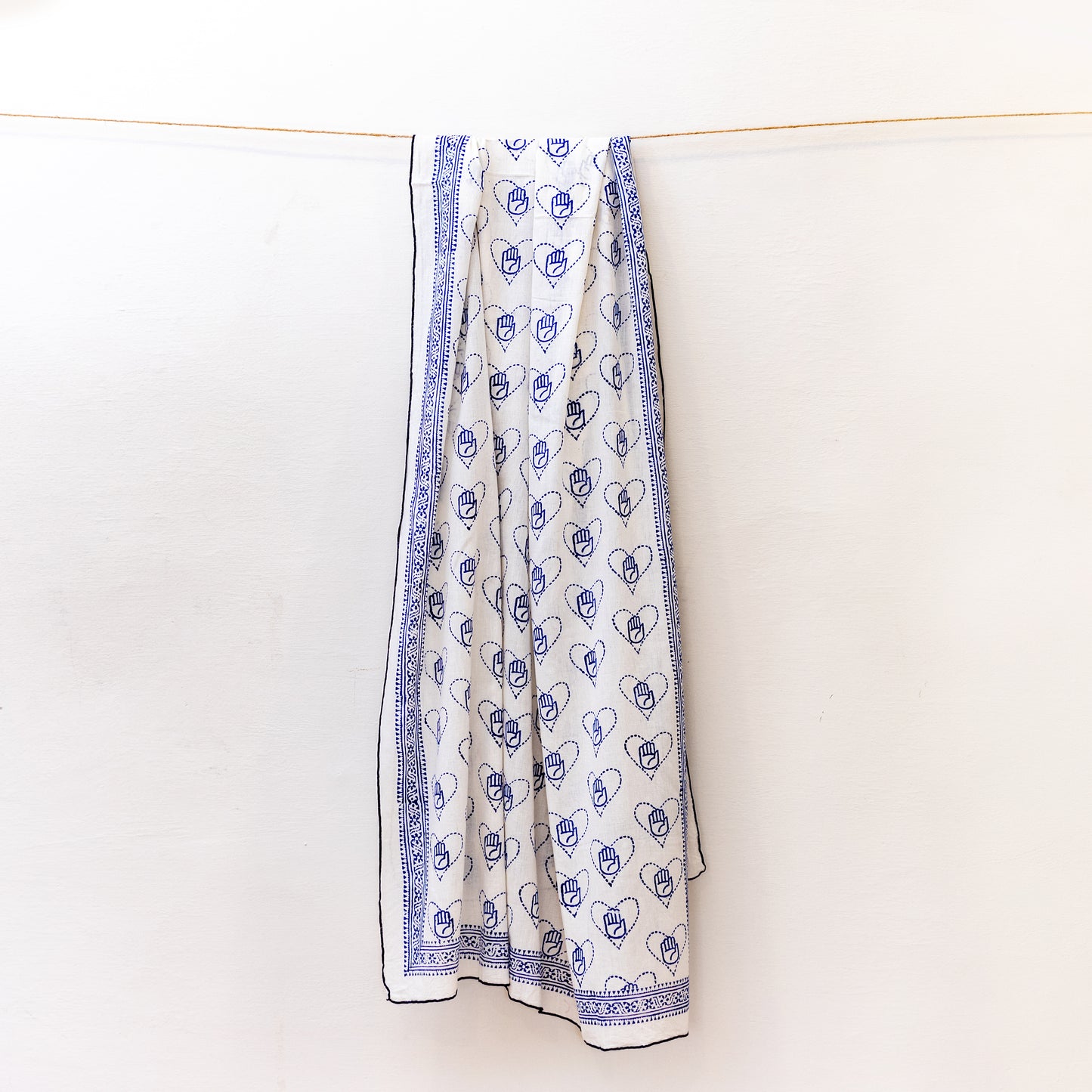 Love Handmade White and Blue Dupatta