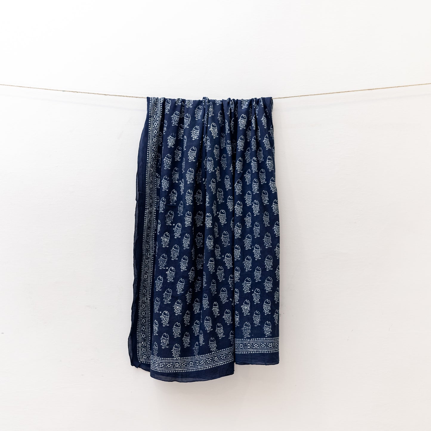 Indigo Fish Print Dupatta