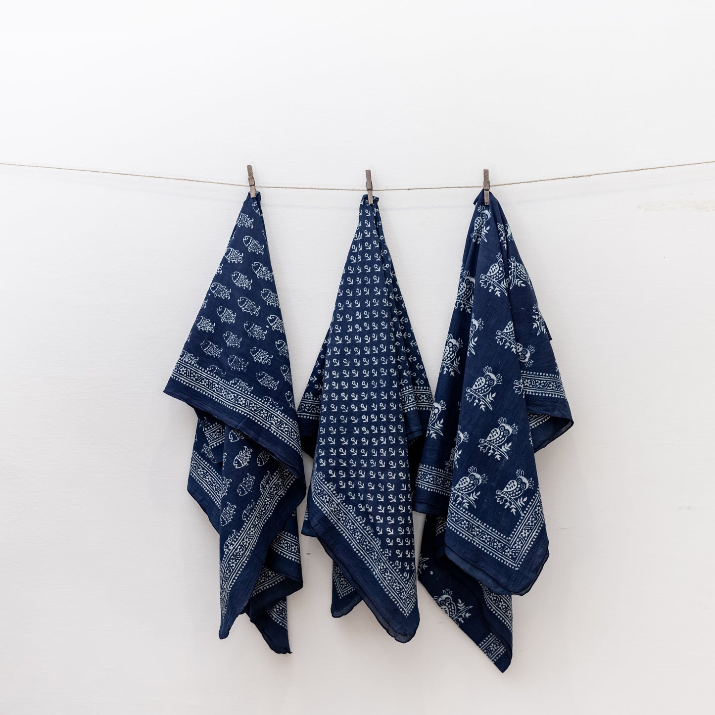 Indigo Owl Print Dupatta