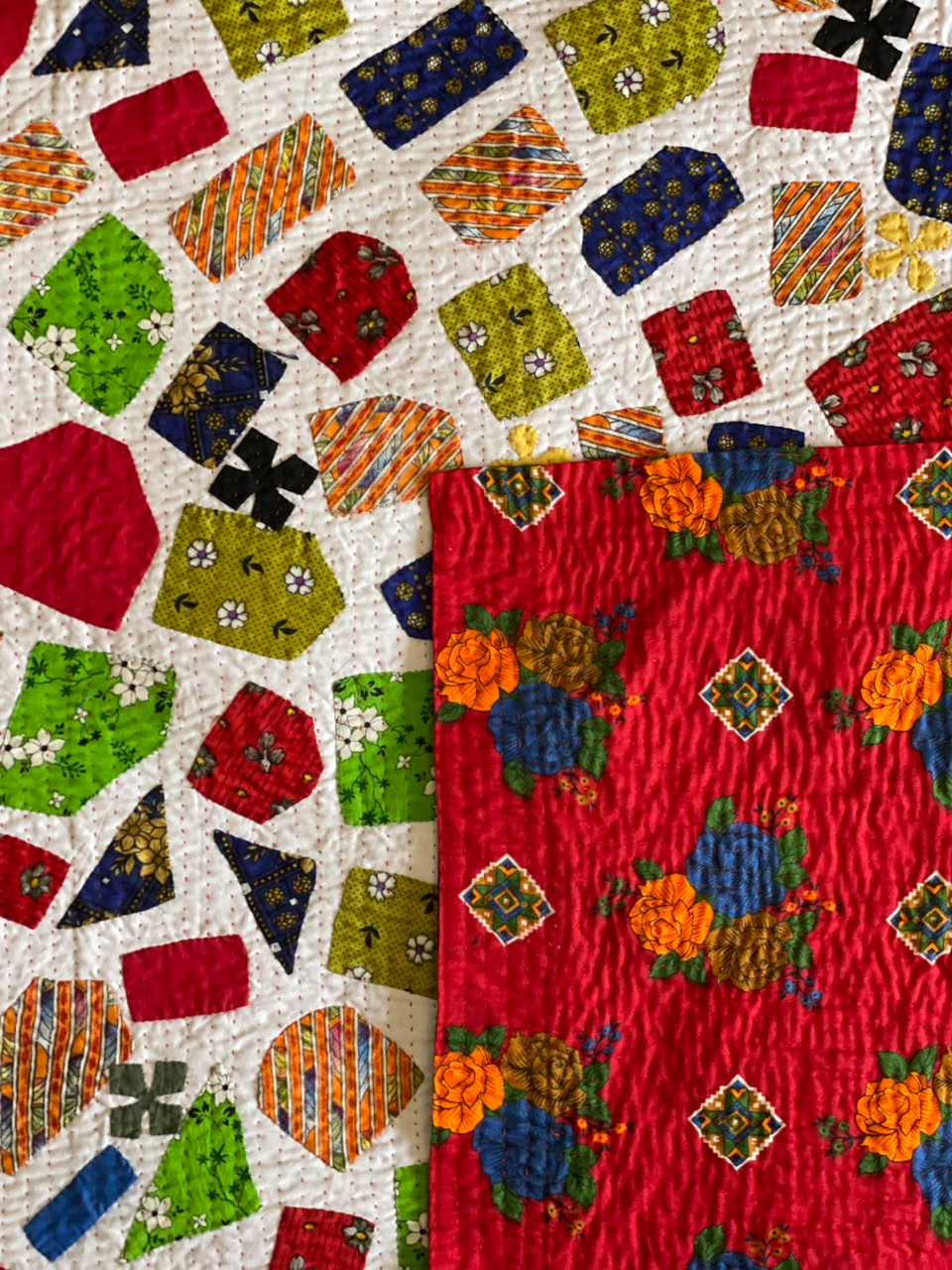 Scattered Mosaic Reversible Handmade Patchwork & Appliqué Ralli Quilt