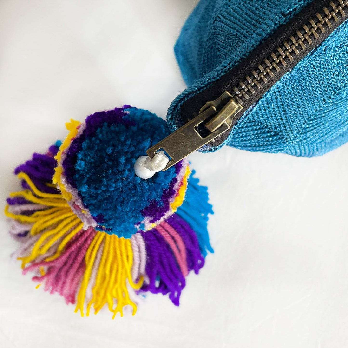 Azure Pansy Hand-Embroidered RC Bag | Handmade Artisan Pouch