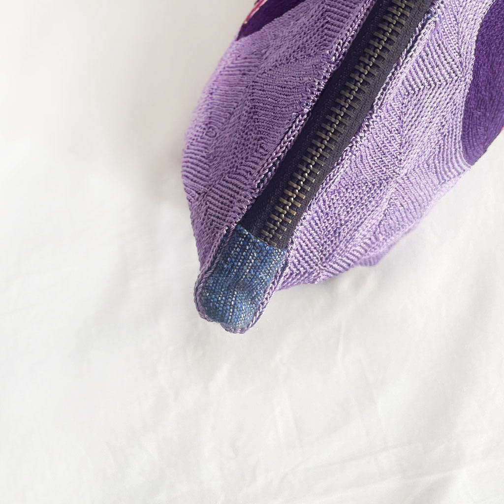 Lavender Pansy Hand-Embroidered RC Bag | Handmade Artisan Pouch