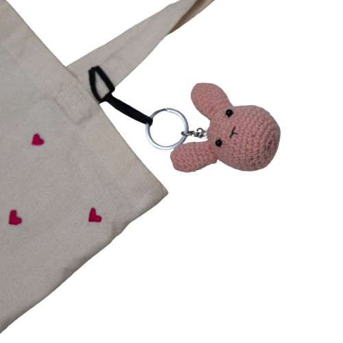 Crochet Bunny Keychain – Peachy Pom Pom Pal