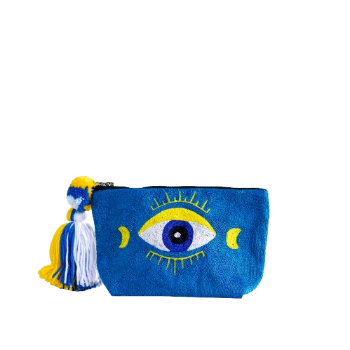 Dark Blue Evil Eye Zip Bag