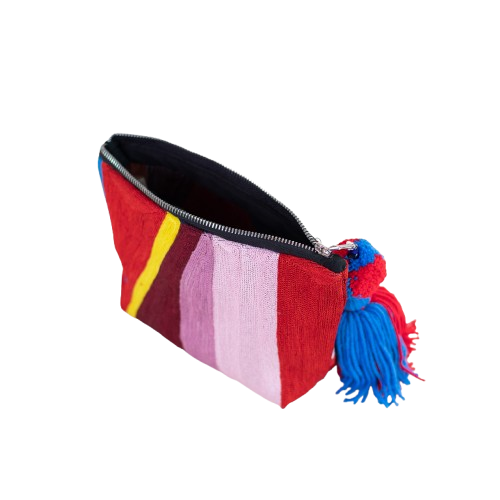 Multicolored Patch Zip Pouch
