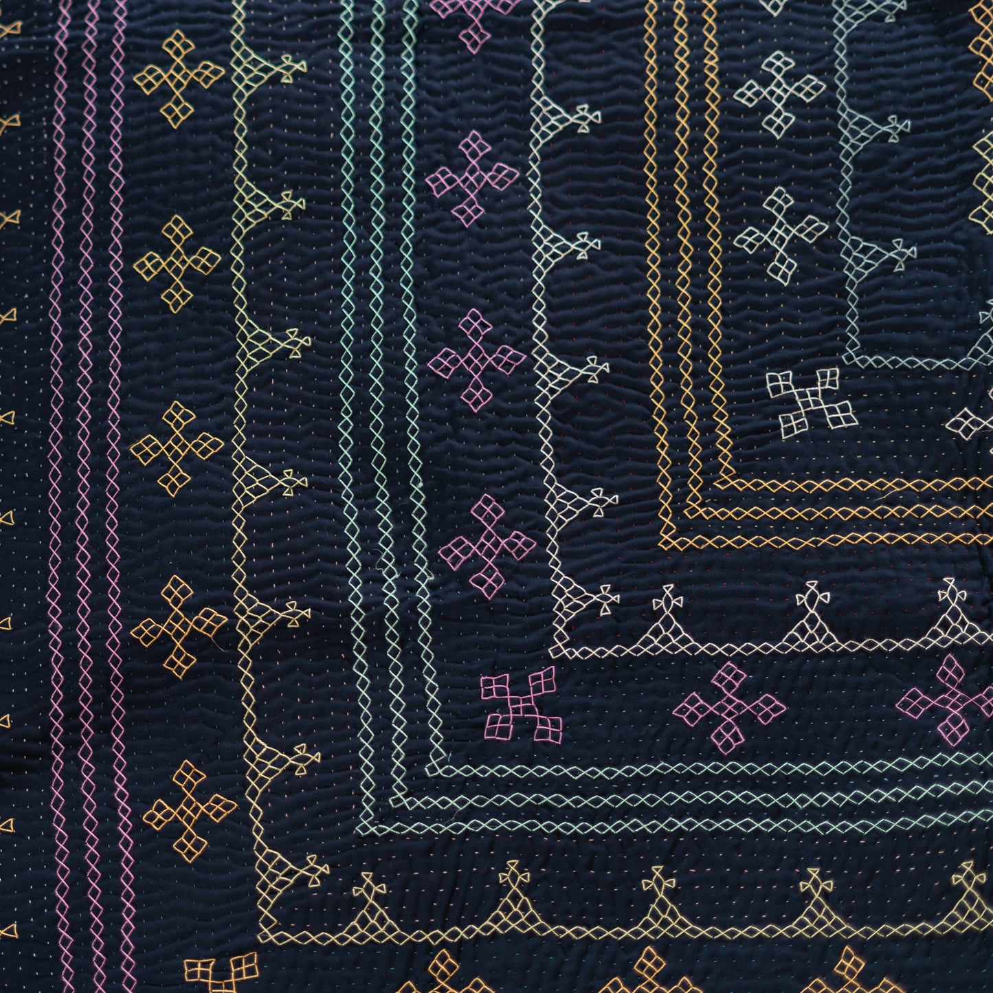 Navy Depths Baby Ralli Quilt Handmade • Heritage Craft from Sindh