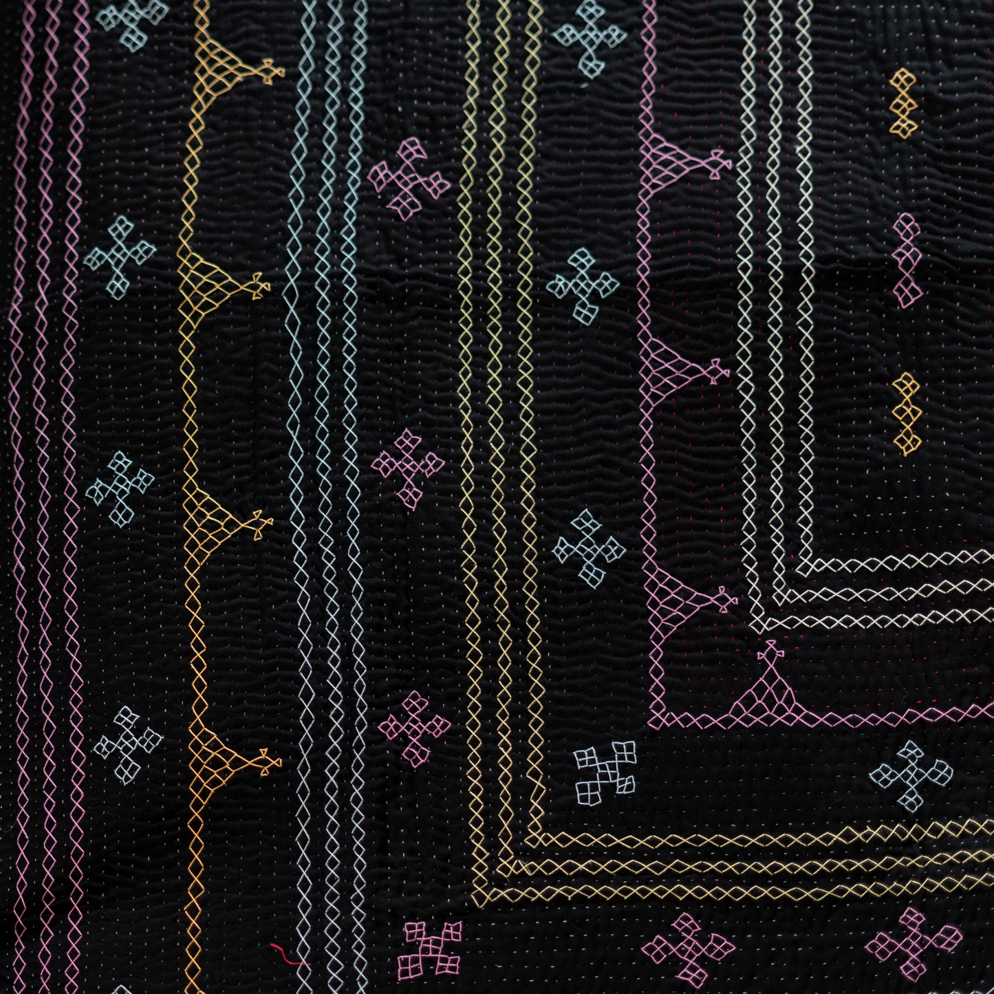 Black J Baby Ralli Quilt Handmade • Heritage Craft from Sindh