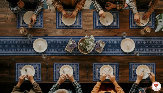 Navy Hand-Embroidered Table Mats
