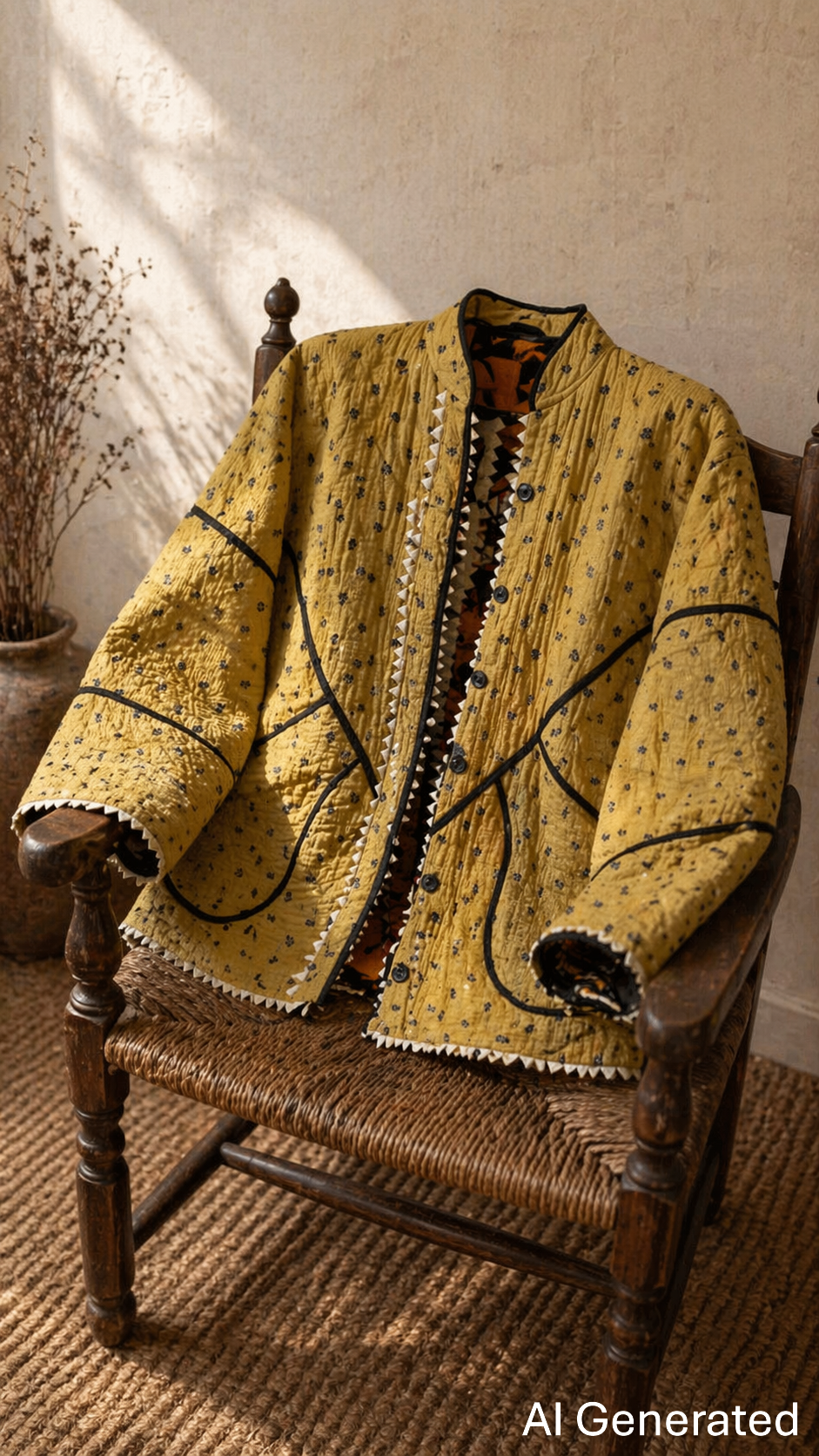 Handmade Ralli Reversible Jacket (Deep Red & Orange)