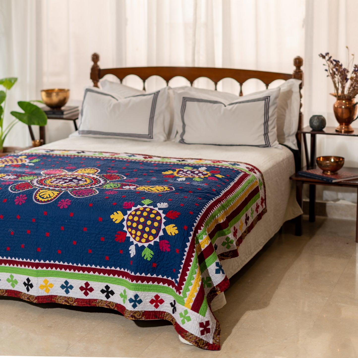 Appliqué Florals Blue MKK Art Rilli