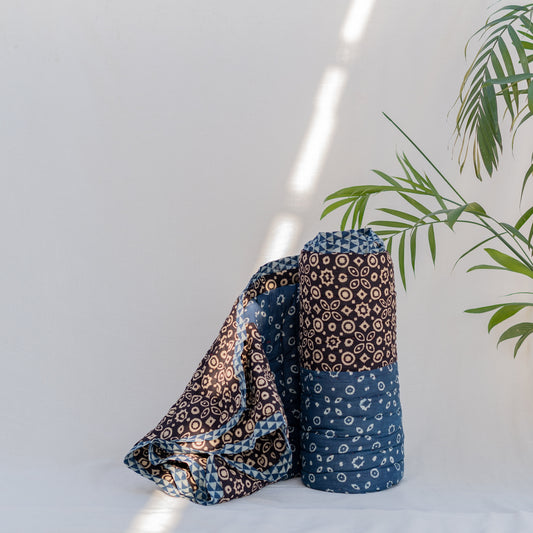 Indigo Double-Sided Block-Printed Single Dulai