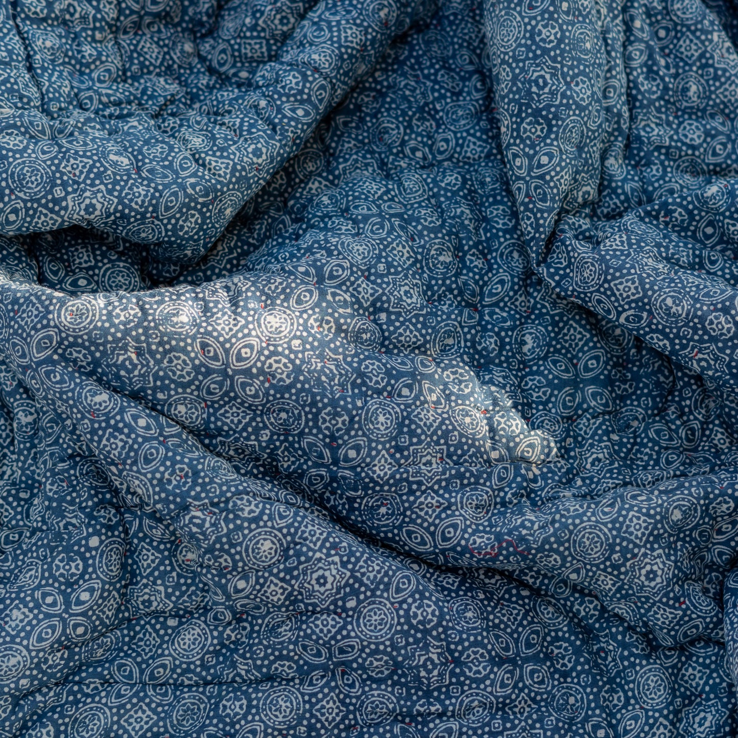 Indigo Double-Sided Block-Printed Single Dulai