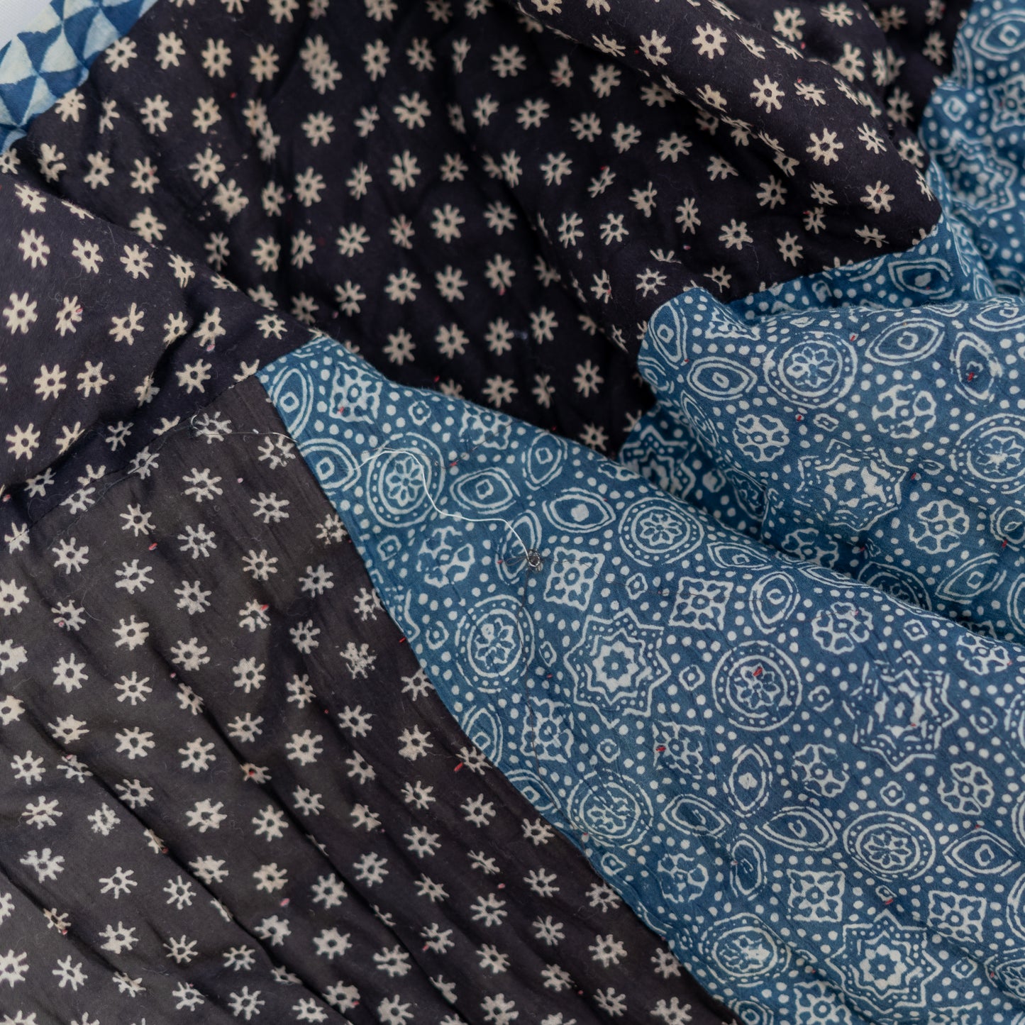 Indigo Block-Printed Double-Sided Dulai