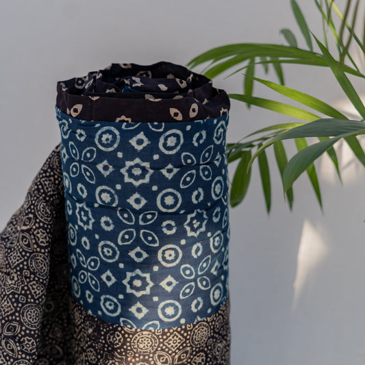 Brown / Indigo  Ajrak Cotton Dulai Single Quilt
