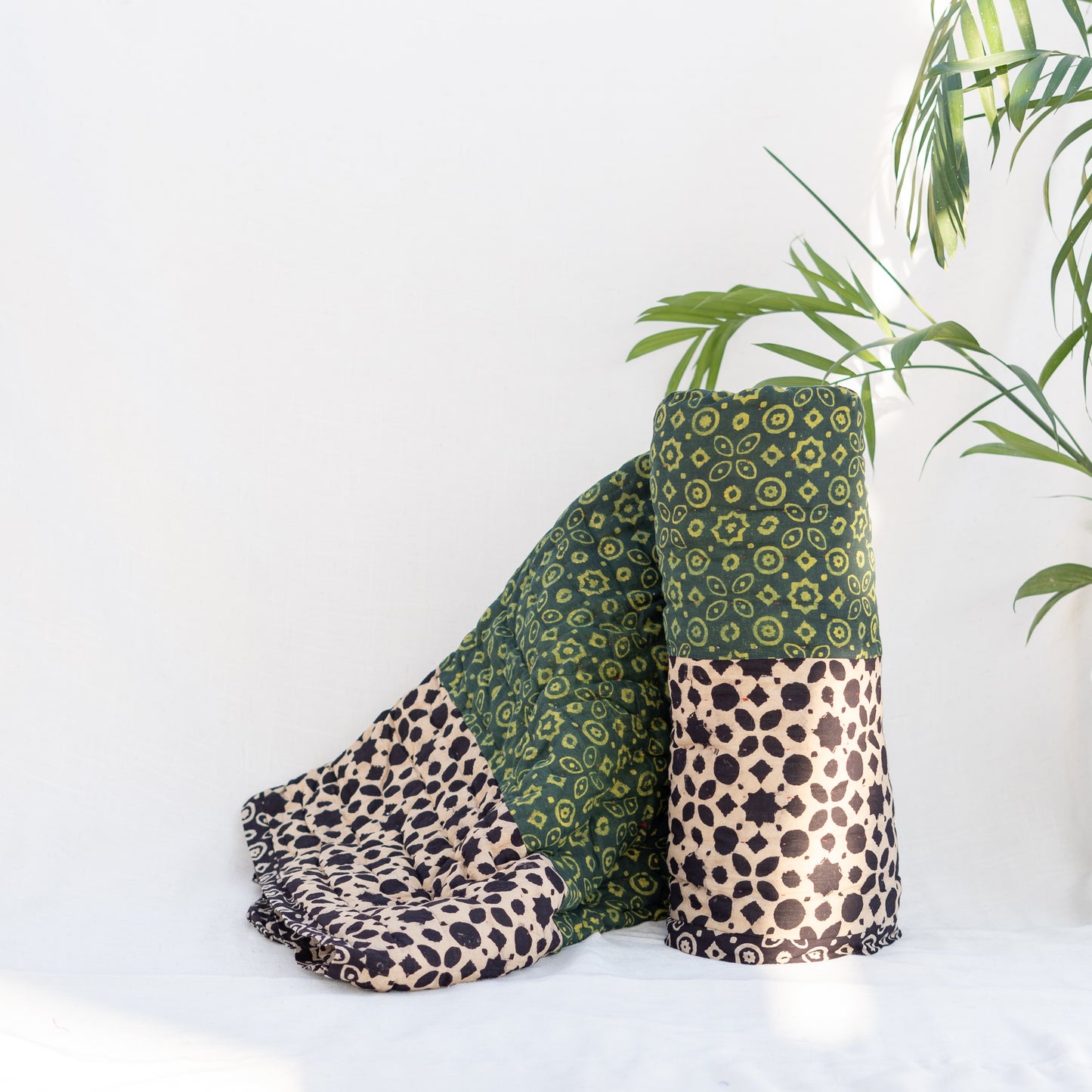 Green Block-Printed Double-Sided Dulai