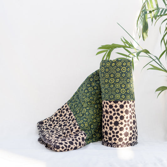 Green Block-Printed Double-Sided Dulai