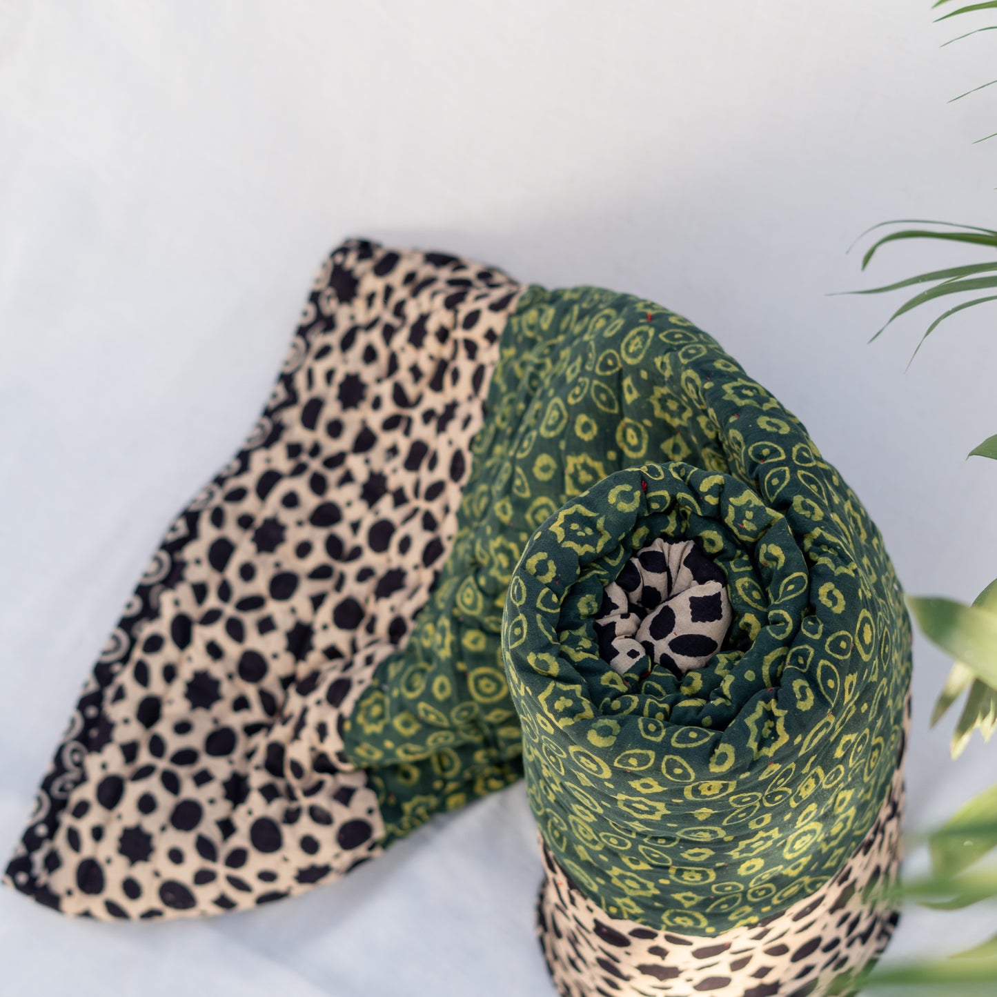 Green Block-Printed Double-Sided Dulai