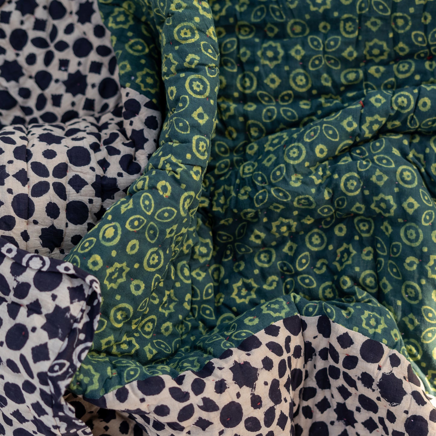 Green Block-Printed Double-Sided Dulai