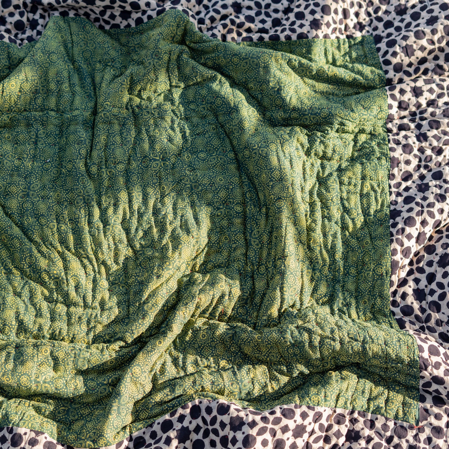 Green Block-Printed Double-Sided Dulai