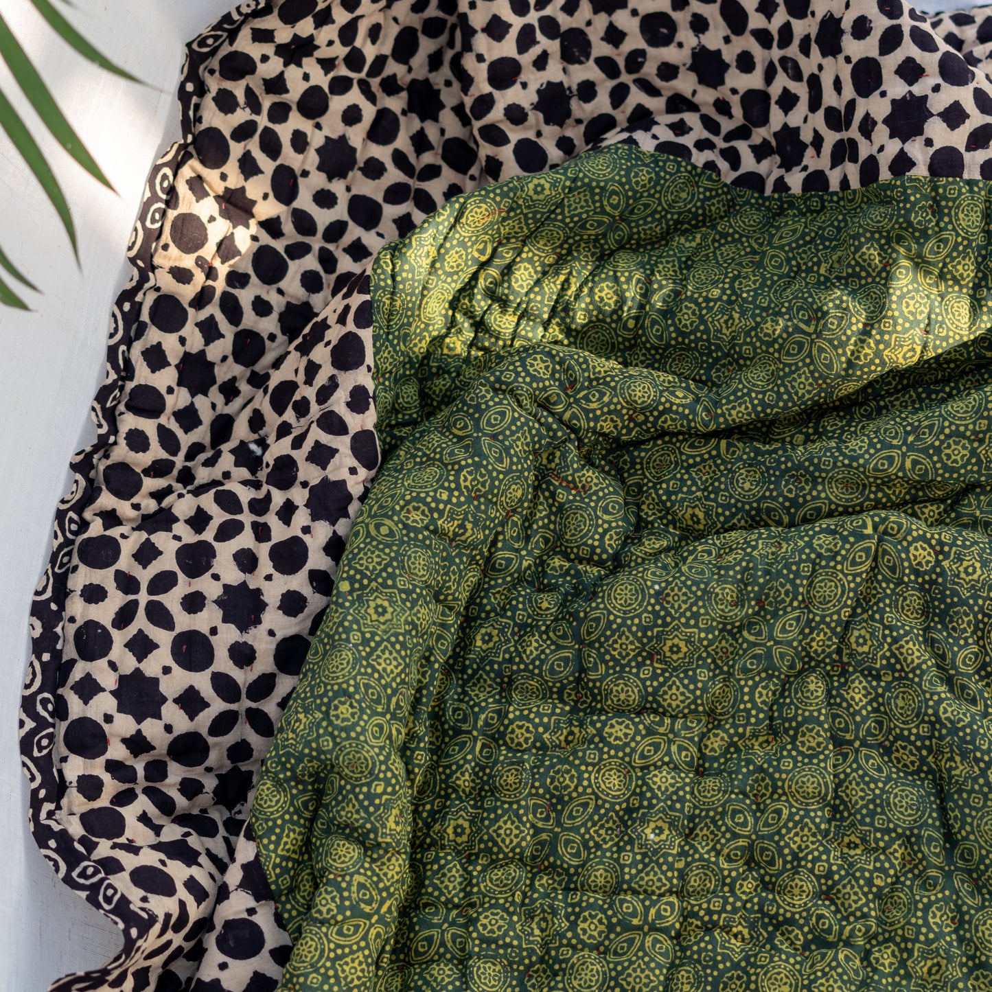 Green Block-Printed Double-Sided Dulai