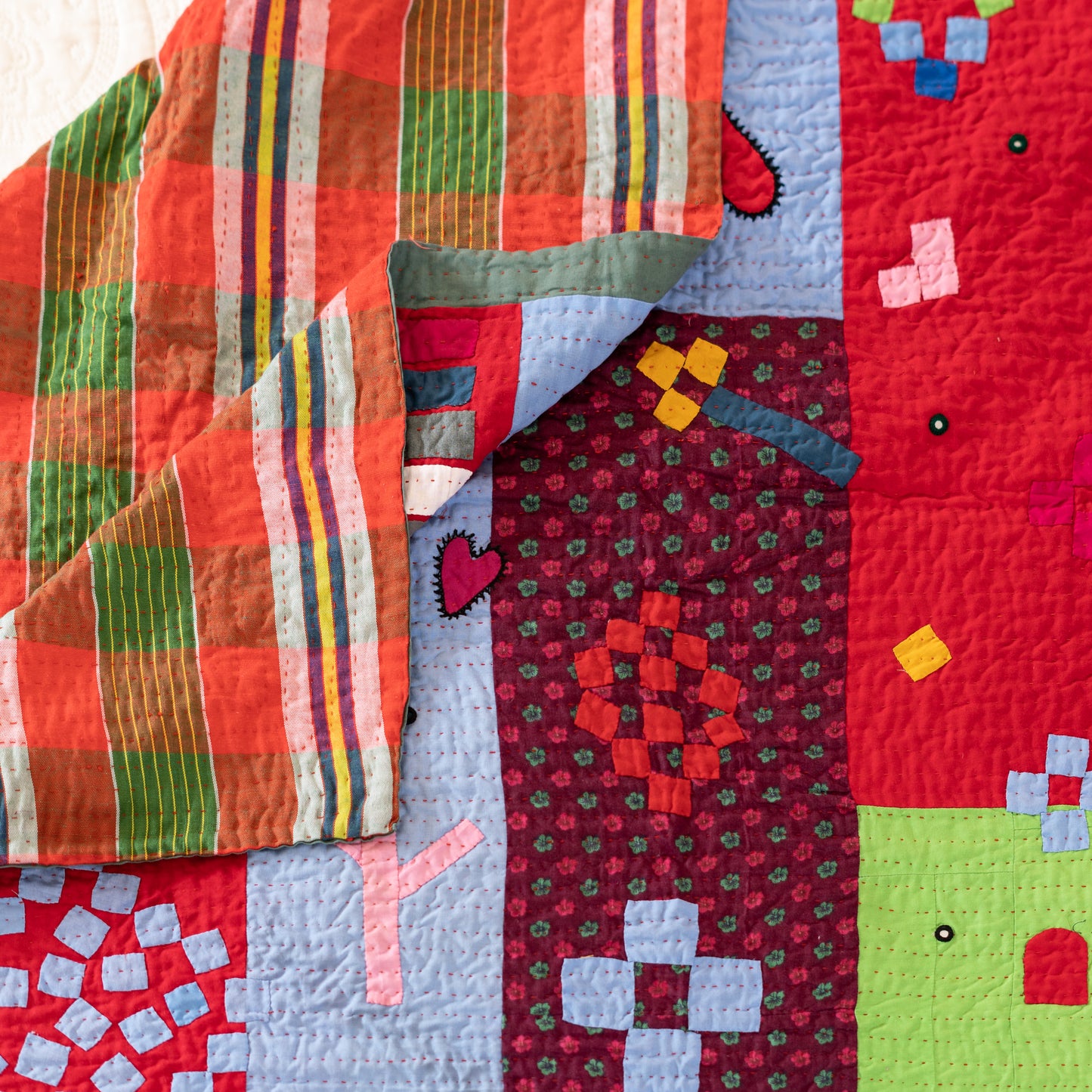 Anitha N. Reddy-Inspired Ralli Quilt - MKK Appliqué Multicolor Ralli Quilt - Handcrafted • Heritage Stitching • Museum-Quality Textile Art
