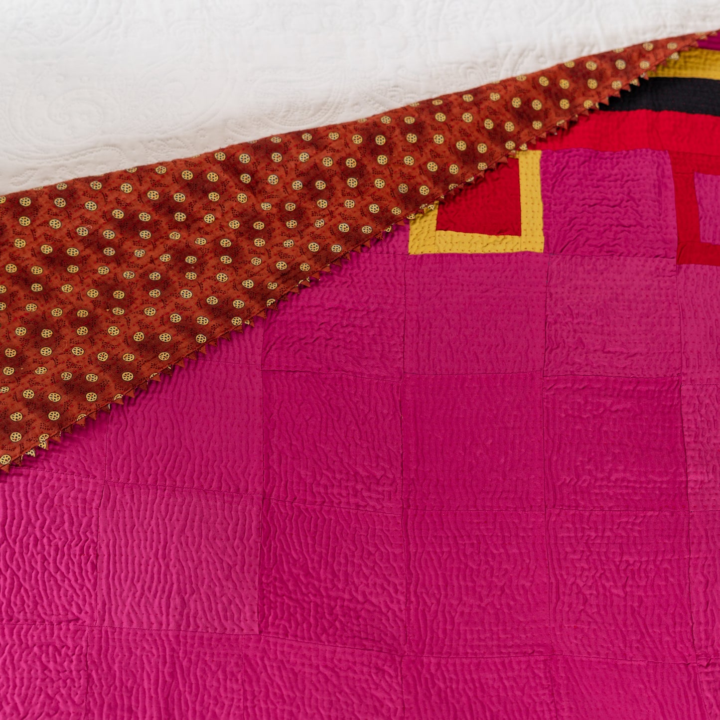Modern Art Hot Pink Patchwork Rilli Quilt  – Handmade • Pure Cotton • Heritage Craft from Sindh