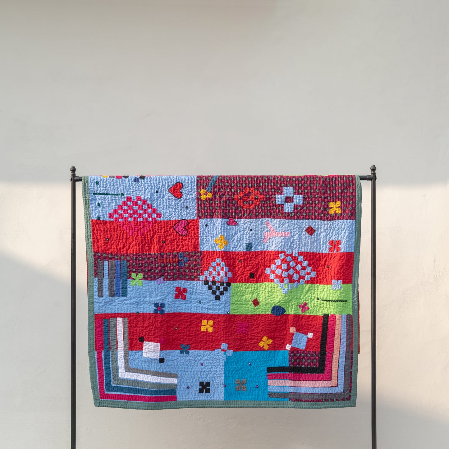Anitha N. Reddy-Inspired Ralli Quilt - MKK Appliqué Multicolor Ralli Quilt - Handcrafted • Heritage Stitching • Museum-Quality Textile Art