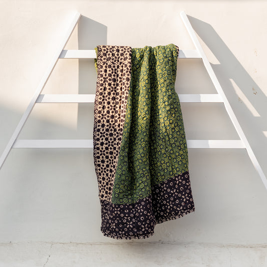 Green Block-Printed Double-Sided Dulai Ajrak Cotton Single Dulai