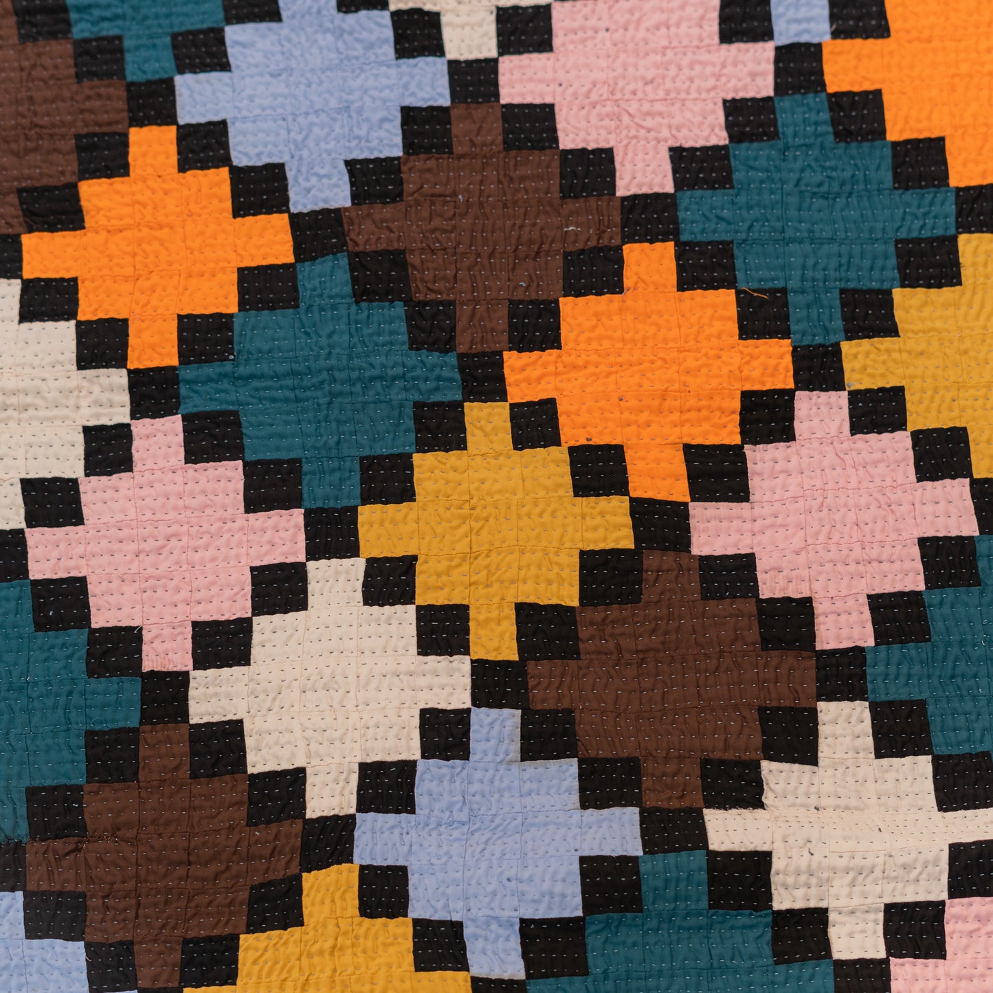 Golden Mosaic – Reversible Handmade Patchwork Ralli Throw