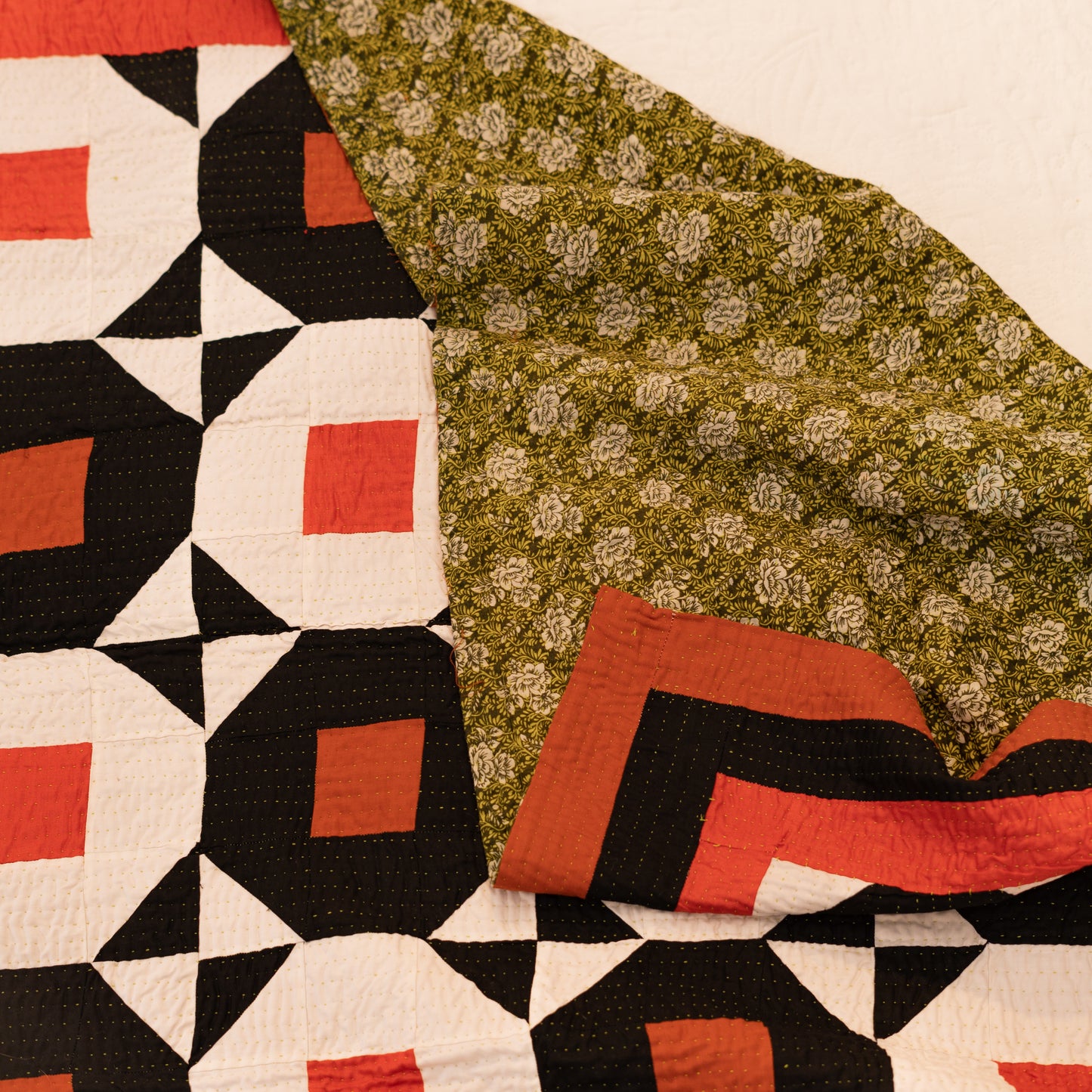 Terracotta Octagon Patchwork Sindhi Ralli Throw – Handmade - Pure Cotton - Heritage Craft from Sindh